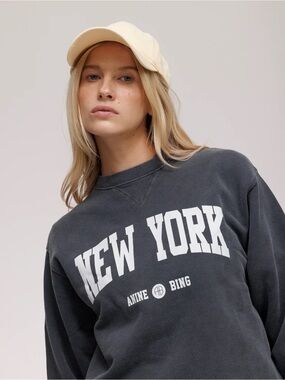 Anine Bing New York Graphic Sweatshirt – Grey – Size S